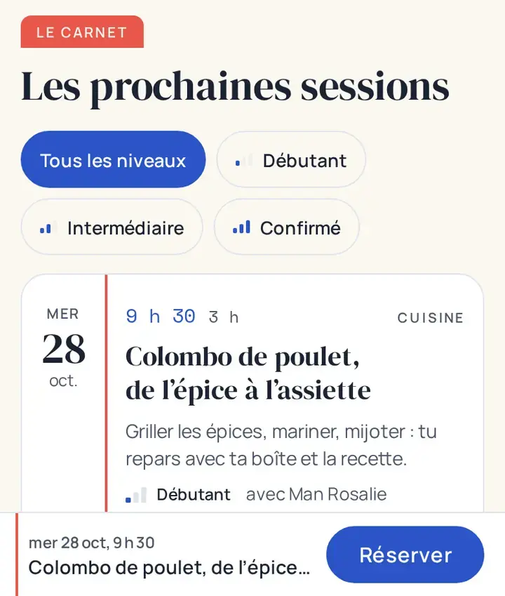 Le carnet de sessions, dans le thème Lekòl