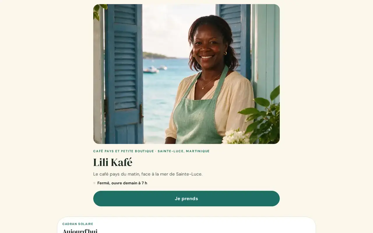 Thème Soley sur ordinateur, avec un commerce imaginé.