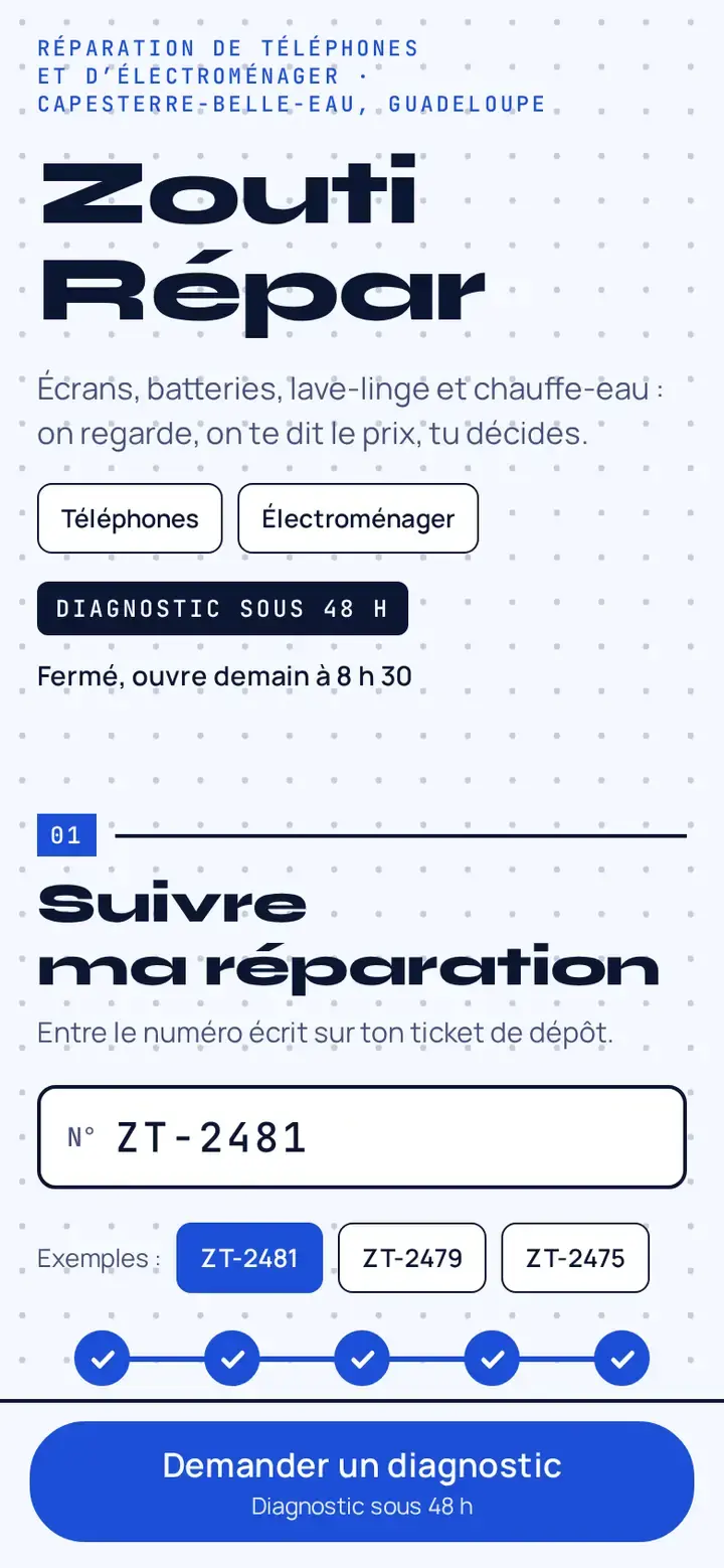 Zouti, déclinaison Labo, sur téléphone