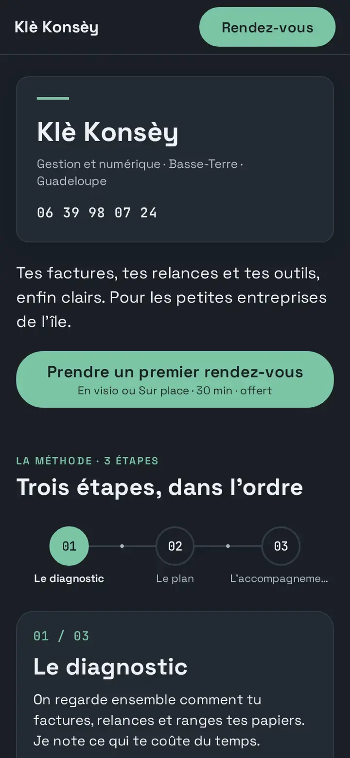 Konsèy, déclinaison Ardoise, sur téléphone