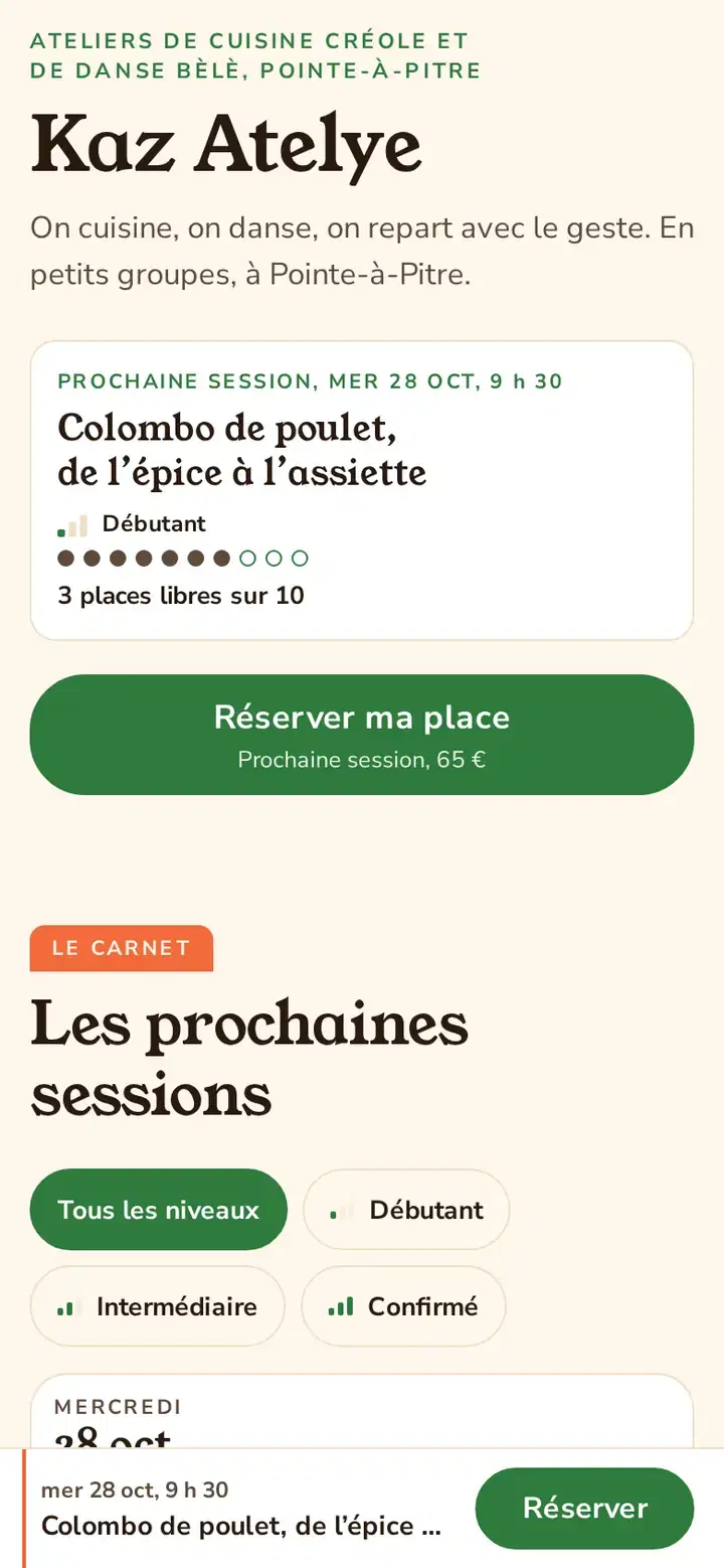 Lekòl, déclinaison Cuisine, sur téléphone