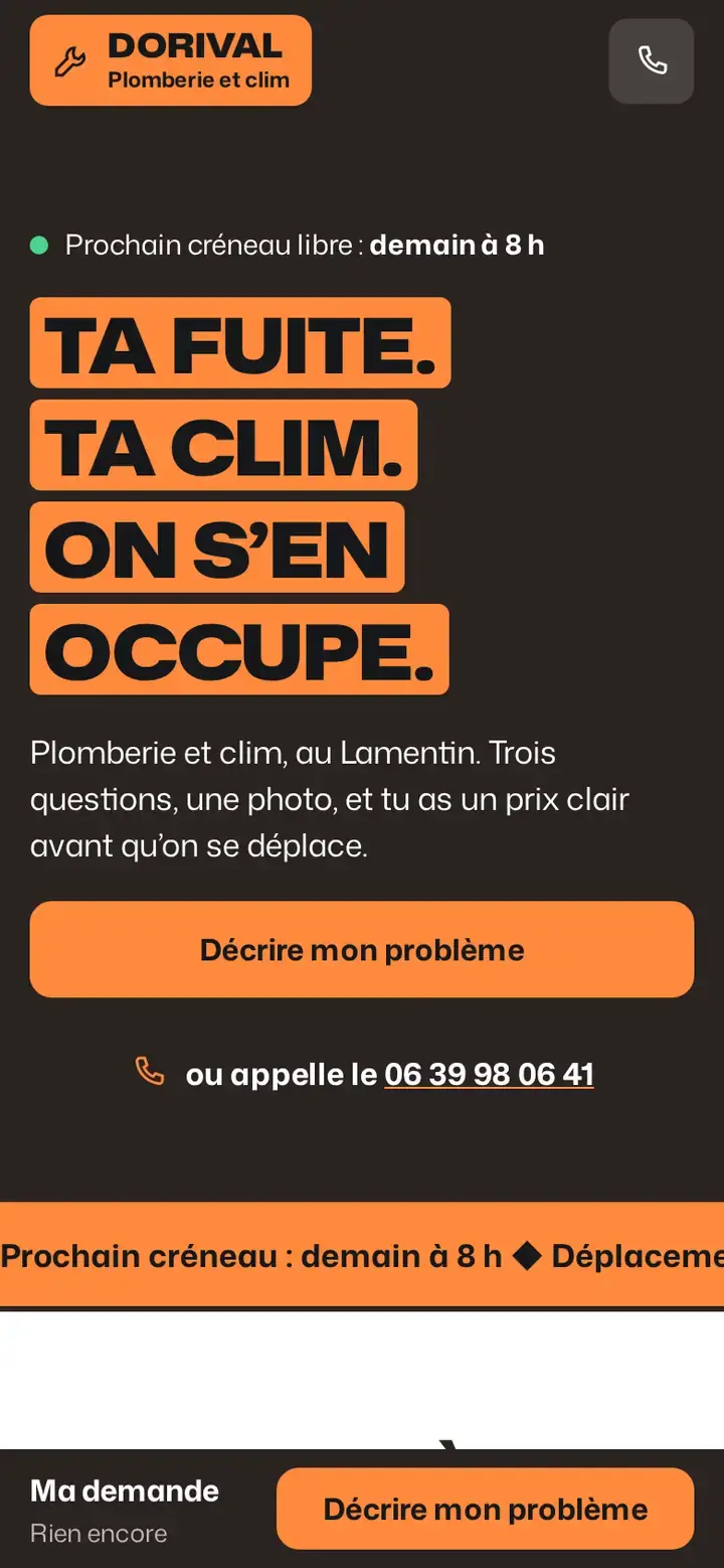 Sèvis, déclinaison Chantier, sur téléphone